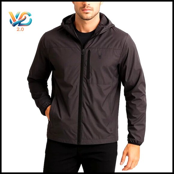 Lightweight Insulated Windbreaker Jacket Water-Resistant Hooded Active
